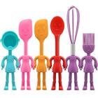 Utensílios de cozinha em forma humana Definir 6 peças anti-vara resistentes ao calor Ferramentas de cozimento Cozinha Gadgets Silicone Cute Utensílios bonitos com alça de aderência confortável, lava-louças fácil limpeza e stand up Kitchenware