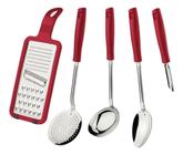 Utensilios De Cozinha Tramontina Inox 5 Peças Vermelho