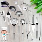 Utensílios para Cozinha Kit Completo Aço Inoxidável Multiuso Jogo Colher Escumadeira Concha Pegador de Massa Fue Amassador e Garfo - SQ