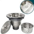 Valvula Para Cuba Pia Cozinha 4 1/2 Aço Inox Escovado Fosco Ralo Inox Com Cesto Higiênico Removível Ralo Basket Escoamento Salao De Beleza Barbearia - Dona D.cor