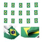 Varal Bandeira Do Brasil C/ 20 Bandeirinhas Em Tecido 6m