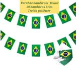 Varal C/ 20 Bandeirinhas Brasil Em Poliéster Durável 5,5m