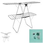 Varal De Chão Aço Duplo Dobrável Roupas Com Abas Grande - Mor