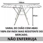 Varal de Chão Inox Com Abas (100% Inox) - PERX