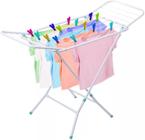 Varal de Chão Reforçado com Abas Dobrável Retrátil Slim Cor Branco