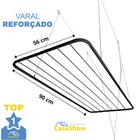 Varal de Teto 90 cm Grande Reforçado + kit de instalação Preto