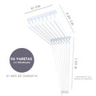 Varal De Teto Individual 80Cm X 06 Varetas - Em Alumínio