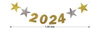 Varal Faixa Feliz Ano Novo 2024 com Estrelas Réveillon EVA 1,50 metros Prata e Dourado Vivarte - Inspire sua Festa Loja