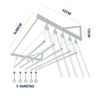 Varal individual de parede com 5 varetas em alumínio