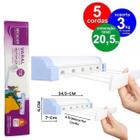 Varal Roupas Recolhível Automático Rotoflex Secalux Branco Fácil Fixação de Parede 5 cordas Resistente Até 3kg