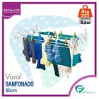 Varal Sanfonado Retrátil Parede 80 Cm Aço Branco Secalux