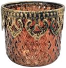 Vasinho Castiçal Rubi Bronze 7X7Cm Vaso Decoração Vidro P - Inigual