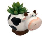 Vasinho De Ceramica Para Suculenta Vaca Bebe - Decore Casa