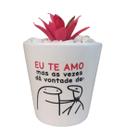 Vasinho Flork Conico De Ceramica Para Suculenta Com Frases