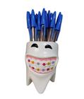 Vasinho ou porta caneta Dente com Aparelho Dentista Ceramica - Decore Casa