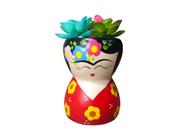 Vasinho Suculenta Boneca Frida Cor Vermelha Jardim - Decore Casa