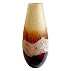Vaso Alto de Cristal Murano Âmbar e Creme 38cm p/ Orquídea