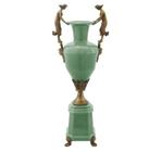 Vaso Ânfora Porcelana Verde Classico Bronze Esculturas Luxo