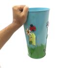 Vaso Balde Enfeite de Ferro Jardim Quintal Varanda Joaninha Flor Azul (SYBO-G8)