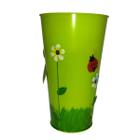 Vaso Balde Metal Verde Enfeite Jardim Joaninha Flor Quintal Varanda