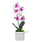 Vaso C/ Orquídea Flor Artificial Decoração Vasinho Porcelana