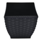 Vaso Cachepô Rattan Quadrado Médio (13,1L) Preto Injeplastec