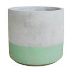 Vaso Cachepot Cimento Listra Color Verde 20,5x18,5cm