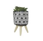 Vaso cachepot decorativo com planta artificial suculenta