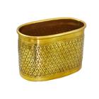 Vaso Cachepot Dourado Trabalho Losangos Pequeno Luxo