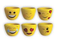 Vaso cachepot emoji emoticon kit 6un para suculenta e cacto
