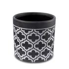 Vaso Cachepot Para Flores Em Cerâmica Preto e Branco 13,5 X 13 Cm Decoração