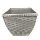 Vaso Cachepot Rattan M3 Quadrado Cinza (0,35L) INJEPLASTEC