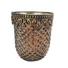 Vaso Castiçal 11X9Cm Marrom Dourado Vidro E Metal - Inigual