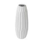 Vaso Ceramica 41x13cm Nobre Branco Relevo Vertical Luxo