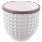 Vaso Cerâmica Decorado Branco Marrom 20x21,5cm