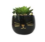 Vaso de cerâmica com suculenta artificial 9x8cm