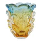 Vaso de Cristal Murano São Marcos - Azul e Âmbar 15cm