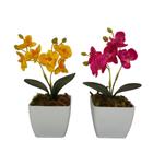 Vaso De Flor Artificial Orquídeas Decorativas Kit Com 2