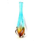 Vaso de Murano São Marcos - Cristal Aquamarine e Âmbar 49cm