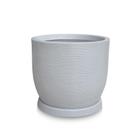 Vaso De Planta 45X50 + Prato Redondo Polietileno Cinza Claro