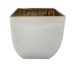 Vaso de Vidro Branco Fosco Veludo Quadrado p/ Casa 13cm