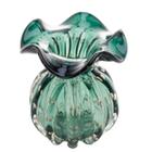 Vaso de Vidro Italy Verde Esmeralda e Dourado 11,5cm x 13cm - Wolff