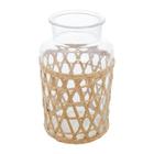 Vaso De Vidro Para Flores Plantas Grande 22cm Decorativo Com Fibra Natural