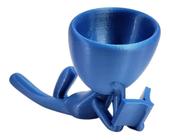 Vaso Decor Leitor Estudante Robert Plant Para Suculentas Azul Metalizado 15 cm