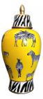 Vaso Decorativo Amarelo Porcelana Zebras 49x24