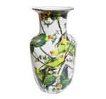 Vaso Decorativo Cerâmica Branco Fauna e Flora Luxo - LUXdécor