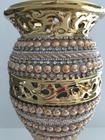 Vaso decorativo em cerâmica dourado com pedra e strass 29x15cm 4931 P Artesantos Iracema