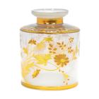 Vaso Decorativo em Cristal Branco com Detalhes em Dourado - 13x10x10cm - Elegância Intemporal em Vasos de Luxo - Design Exclusivo!