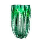 Vaso Decorativo em Murano Verde Esmeralda - 30x18cm - Vaso de Clássico com Detalhes Elegantes - Decorativos de Design Premium!