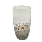 VASO DECORATIVO EM VIDRO CINZA E DOURADO 30cm